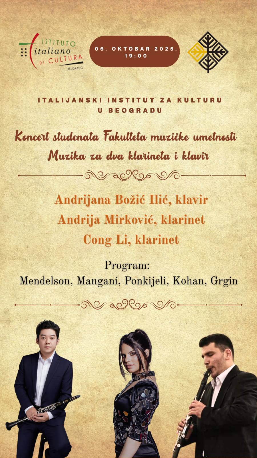 muzika za dva klarineta i klavir